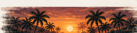 Tropical sunset illustration